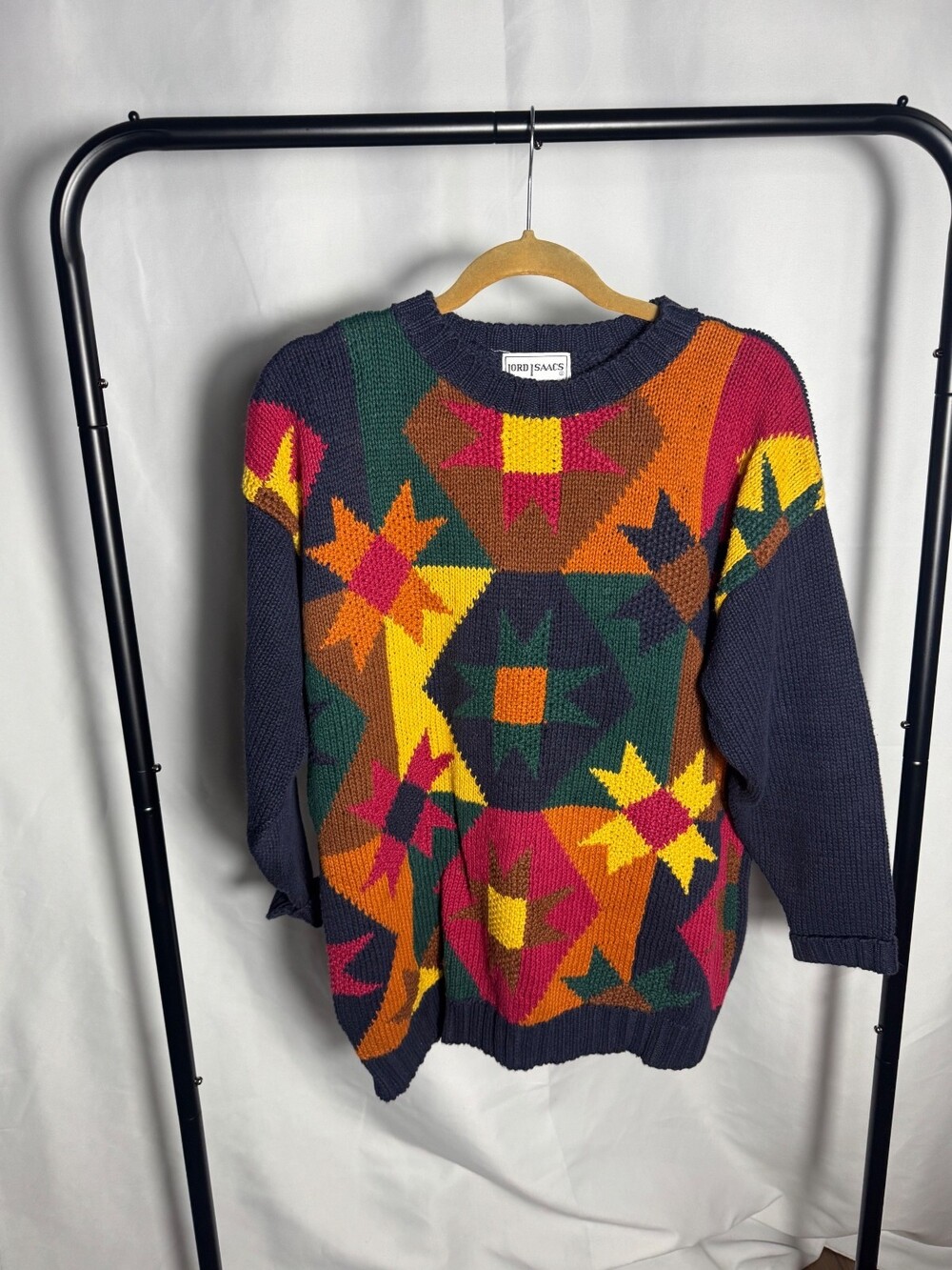 Lord Isaacs Multicolor Geometric Pattern Knit Sweater Size M